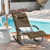 SoBuy OGS28-BRx2 Lot de 2 Chaise Longue Transat de Jardin Bascule avec Appui-tête Réglable et Pochette latérale | Prévente