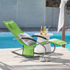 SoBuy OGS28-GR Chaise Longue Transat de Jardin Bascule avec Appui-tête Réglable et Pochette latérale | Prévente