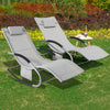 SoBuy OGS28-HGx2 Lot de 2 Chaise Longue Transat de Jardin Bascule avec Appui-tête Réglable et Pochette latérale