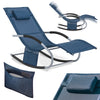 SoBuy OGS28-NB Chaise Longue Transat de Jardin Bascule avec Appui-tête Réglable et Pochette latérale