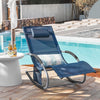 SoBuy OGS28-NB Chaise Longue Transat de Jardin Bascule avec Appui-tête Réglable et Pochette latérale
