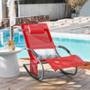 SoBuy OGS28-R Chaise Longue Transat de Jardin Bascule avec Appui-tête Réglable et Pochette latérale