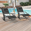 SoBuy OGS28-SCHx2 Lot de 2 Chaise Longue Transat de Jardin Bascule avec Appui-tête Réglable et Pochette latérale