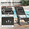 SoBuy OGS28-SCH Chaise Longue de Jardin à Bascule Pliable – Bain de Soleil Confortable 150 kg, Noir