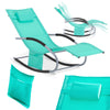 SoBuy OGS28-TB Chaise Longue Transat de Jardin Bascule avec Appui-tête Réglable et Pochette latérale