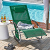 SoBuy OGS28-WDx2 Lot de 2 Chaise Longue Transat de Jardin Bascule avec Appui-tête Réglable et Pochette latérale