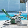 SoBuy OGS28-WD Chaise Longue Transat de Jardin Bascule avec Appui-tête Réglable et Pochette latérale