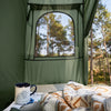 SoBuy OGS32-GR Tente de Camping 4 en 1 Pliable 1 Personne – Lit Pliant, Matelas Gonflable, Sac de Couchage Inclus, Vert
