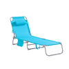 SoBuy OGS35-B Transat Jardin Extérieur Pliable Bain de Soleil avec Oreiller Chaise Longue Relax avec Poche Latérale Confortable Mobilier de Jardin pour Terrasse Plage Piscine Bleu ciel155x56x81cm