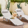 SoBuy OGS35-MI Transat Jardin Extérieur Pliable Bain de Soleil avec Oreiller Chaise Longue Relax avec Poche Latérale Confortable Mobilier de Jardin pour Terrasse Plage Piscine Beige 155x56x81cm
