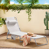 SoBuy OGS35-MI Transat Jardin Extérieur Pliable Bain de Soleil avec Oreiller Chaise Longue Relax avec Poche Latérale Confortable Mobilier de Jardin pour Terrasse Plage Piscine Beige 155x56x81cm