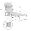SoBuy OGS35-MIx2Lot de 2 Transat Jardin Extérieur Pliable Bain de Soleil avec Oreiller Chaise Longue Relax avec Poche Latérale Mobilier de Jardin pour Terrasse Plage Piscine Beige 155x56x81 cm