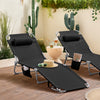 SoBuy OGS35-SCH Transat Jardin Extérieur Pliable Bain de Soleil avec Oreiller Chaise Longue Relax avec Poche Latérale Confortable Mobilier de Jardin pour Terrasse Plage Piscine Noir 155x56x81cm
