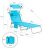 SoBuy OGS48-B Transat Jardin Extérieur Pliable Bain de Soleil avec Oreiller Chaise Longue Relax avec Pare-Soleil et Poche Latérale Mobilier de Jardin pour Terrasse Plage Piscine Bleu ciel 155x56x81cm