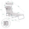 SoBuy OGS48-MIx2 Lot de 2 Transat Jardin Extérieur Pliable Bain de Soleil avec Oreiller Chaise Longue avec Pare-Soleil et Poche Latérale Mobilier de Jardin pour Terrasse Piscine Beige 155x56x81cm