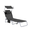 SoBuy OGS48-SCH Transat Jardin Extérieur Pliable Bain de Soleil avec Oreiller Chaise Longue Relax avec Pare-Soleil et Poche Latérale Mobilier de Jardin pour Terrasse Plage Piscine Noir 155x56x81cm