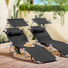 SoBuy OGS48-SCHx2 Lot de 2 Transat Jardin Extérieur Pliable Bain de Soleil avec Oreiller Chaise Longue avec Pare-Soleil et Poche Latérale Mobilier de Jardin pour Terrasse Piscine Noir 155x56x81cm