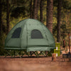 SoBuy OGS61-L-GR Tente Surélevée avec Lit de Camping pour 2 Personnes Tente de Camping Pliable 4en1 avec Lit en Alu, Sac de Couchage, Matelas Gonflable, Sac de Transport Charge Max. 180 kg Verte