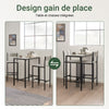 SoBuy OGT03-HG Ensemble Table Haute + 2 Tabourets – Table 87 cm, Tabourets Rangeables, Style Industriel Bois et Métal Noir