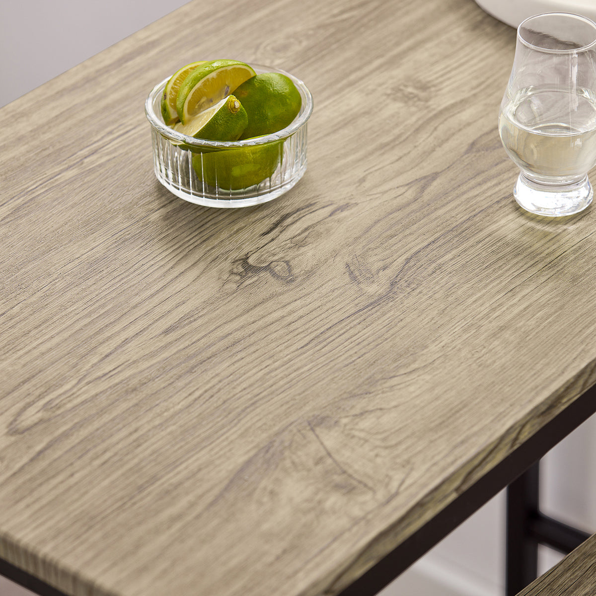 SoBuy OGT03-N Ensemble Table Haute avec 1 Table et 2 Tabourets, Format Gain de Place, Format Compact, Style Industriel, Usage Quotidien – Bois + Métal, Naturel