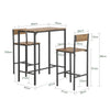 SoBuy OGT03-XL Ensemble Table Haute de Cuisine 100 cm avec 2 tabourets de Bar – Meuble Bar Compact Mange Debout pour Petit Espace, Balcon, Salon ou Cuisine – Style Industriel Bois et métal