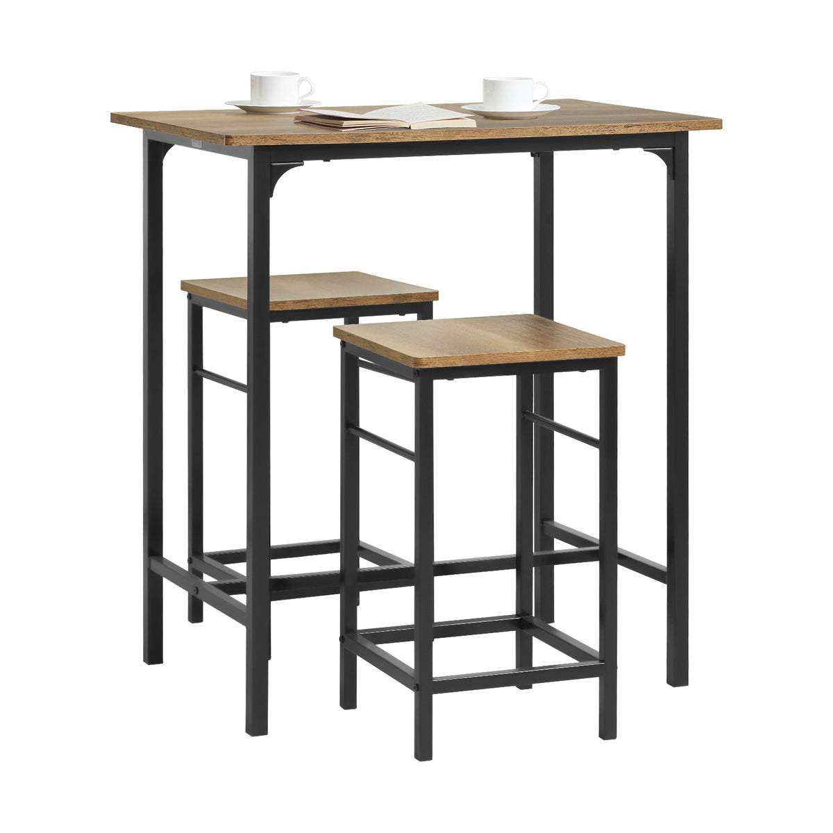SoBuy OGT10-PF Lot Table et 2 Tabourets Ensemble Table de Bar Bistrot + 2 Chaises de Bar avec Repose-Pieds Table Haute Cuisin