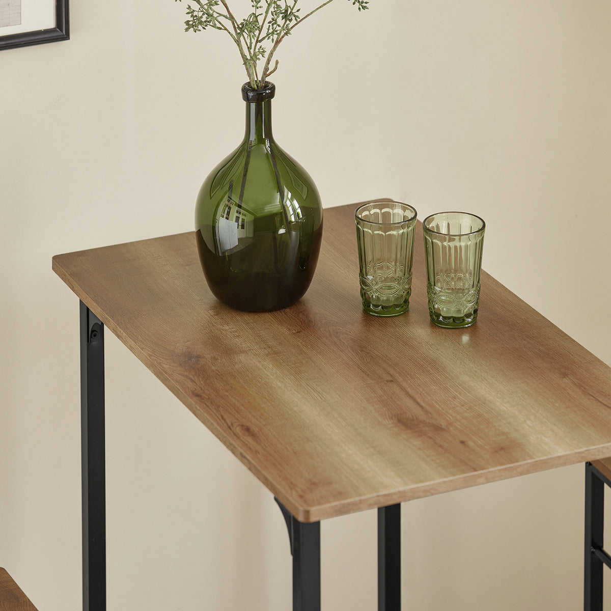 SoBuy OGT10-PF Lot Table et 2 Tabourets Ensemble Table de Bar Bistrot + 2 Chaises de Bar avec Repose-Pieds Table Haute Cuisine