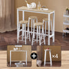 SoBuy OGT22-WN Set de Table + 4 Tabourets Ensemble Table de Bar Bistrot + 4 Tabourets de Bar avec Repose-Pieds