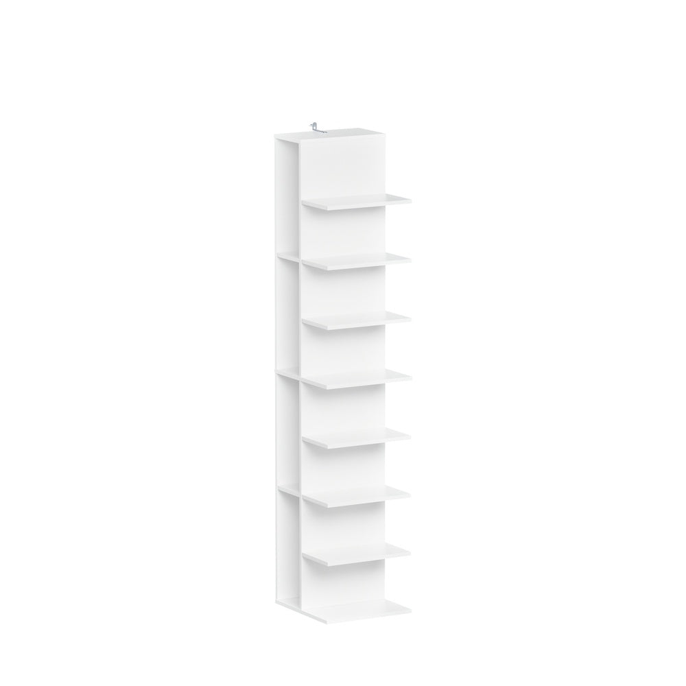 SoBuy STR14-H-W Bibliothèque Colonne Étroite 7 Niveaux – Meuble de Rangement en Bois, Étagère Blanche – 30×32,5×146,8 cm, Charge 60 kg