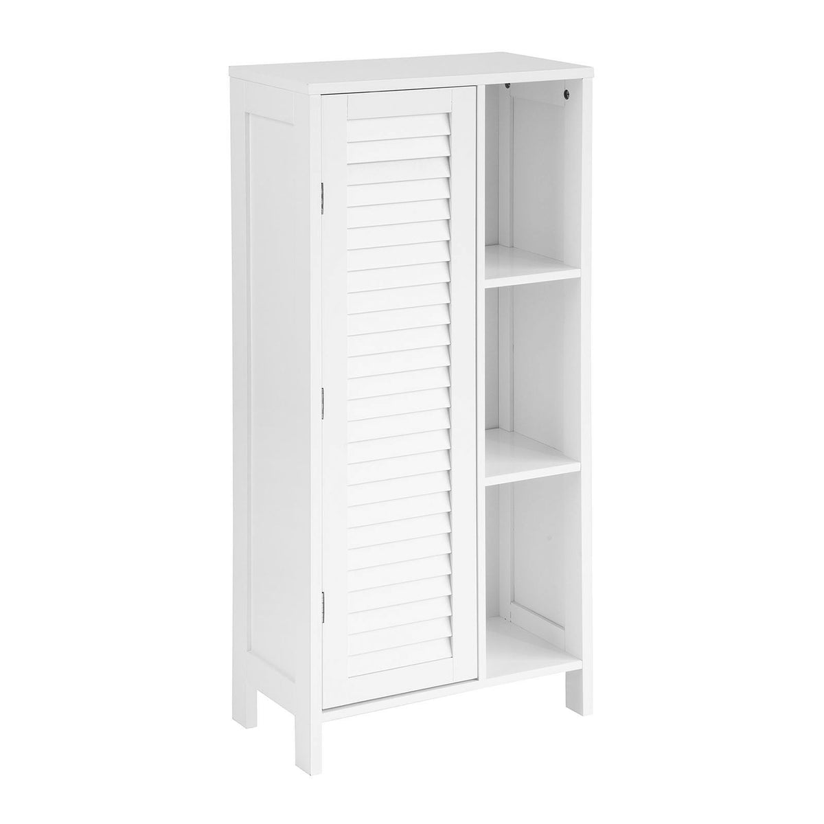 SoBuy BZR39-W Meuble de Salle de Bain Haut – Armoire de Salle de Bain Étroit avec Porte Lamellée et 3 Étagères – Placard de R