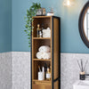 SoBuy BZR62-PF Colonne Salle de Bain Vintage 30x168x28 cm – Meuble Colonne Étroit avec 3 Compartiments Ouverts et 1 Porte – Armoire de Rangement pour WC ou Salle de Bain, Style Industriel