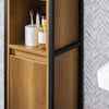 SoBuy BZR62-PF Colonne Salle de Bain Vintage 30x168x28 cm – Meuble Colonne Étroit avec 3 Compartiments Ouverts et 1 Porte – Armoire de Rangement pour WC ou Salle de Bain, Style Industriel
