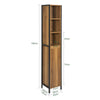 SoBuy BZR62-PF Colonne Salle de Bain Vintage 30x168x28 cm – Meuble Colonne Étroit avec 3 Compartiments Ouverts et 1 Porte – Armoire de Rangement pour WC ou Salle de Bain, Style Industriel