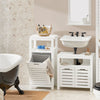 SoBuy BZR67-W Meuble Bas Armoire Toilette avec 1 Panier bac à Linge basculant Meuble de Rangement Corbeille à Linge Coffre à Linge