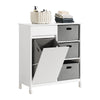 SoBuy BZR77-W Meuble de Salle de Bain avec Paniers à Linge, Armoire à Linge avec 3 Paniers et Tiroir, Armoire de Salle de Bain en Bois, Corbeille à Linge, Blanc, 80x91x38cm
