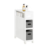 SoBuy BZR83-W Meuble de Rangement Salle de Bain Étroit, Support Papier Toilette, Armoire Toilettes WC avec 2 Paniers Amovibles Rangement Polyvalente