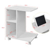 SoBuy FBT48-W Table d'appoint C-Fonctionnelle avec 2 étagères de Rangement & Support pour Tablette, Table Basse Moderne sur roulettes, Blanche