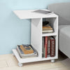 SoBuy FBT48-W Table d'appoint C-Fonctionnelle avec 2 étagères de Rangement & Support pour Tablette, Table Basse Moderne sur roulettes, Blanche
