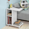 SoBuy FBT48-W Table d'appoint C-Fonctionnelle avec 2 étagères de Rangement & Support pour Tablette, Table Basse Moderne sur roulettes, Blanche