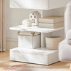 SoBuy FBT49-W Table de Chevet - Table de Nuit avec 1 tiroir et 2 étagères, Table d'appoint pour Chambre à Coucher - Meuble de Rangement Moderne L39 x P39 x H65 cm Blanc
