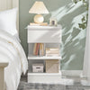 SoBuy FBT49-W Table de Chevet - Table de Nuit avec 1 tiroir et 2 étagères, Table d'appoint pour Chambre à Coucher - Meuble de Rangement Moderne L39 x P39 x H65 cm Blanc