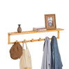 SoBuy FHK06-N Étagère Porte-Serviette Porte-Manteau Mural Penderie Patère Murale en Bambou avec Étagère et 6 Crochets - L90 x
