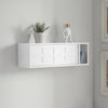 SoBuy FHK18-W Étagère Murale avec 2 Portes Coulissantes, Rangement Optimisé, Design Fonctionnel, Usage Quotidien, Format Pratique – L75×P20×H23 cm, Blanc