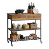 SoBuy FKW112-PF Desserte de Cuisine à roulettes – Meuble de Cuisine Style Industriel avec Plan de Travail, 2 Tiroirs et 2 Étagères, Petit Meuble de Rangement Compact pour Petits Espaces 100x45x93cm