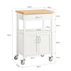 SoBuy FKW22-WN Desserte de Cuisine à Roulettes avec Plan de Travail INOX, 1 Tiroir, 1 Étagère et 2 Portes, Chariot Multifonction – 60x45x92 cm, Blanc et Naturel