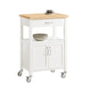 SoBuy FKW22-WN Desserte de Cuisine à Roulettes avec Plan de Travail INOX, 1 Tiroir, 1 Étagère et 2 Portes, Chariot Multifonction – 60x45x92 cm, Blanc et Naturel
