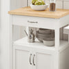 SoBuy FKW22-WN Desserte de Cuisine à Roulettes avec Plan de Travail INOX, 1 Tiroir, 1 Étagère et 2 Portes, Chariot Multifonction – 60x45x92 cm, Blanc et Naturel