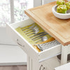 SoBuy FKW22-WN Desserte de Cuisine à Roulettes avec Plan de Travail INOX, 1 Tiroir, 1 Étagère et 2 Portes, Chariot Multifonction – 60x45x92 cm, Blanc et Naturel