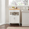SoBuy FKW22-WN Desserte de Cuisine à Roulettes avec Plan de Travail INOX, 1 Tiroir, 1 Étagère et 2 Portes, Chariot Multifonction – 60x45x92 cm, Blanc et Naturel