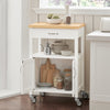 SoBuy FKW22-WN Desserte de Cuisine à Roulettes avec Plan de Travail INOX, 1 Tiroir, 1 Étagère et 2 Portes, Chariot Multifonction – 60x45x92 cm, Blanc et Naturel